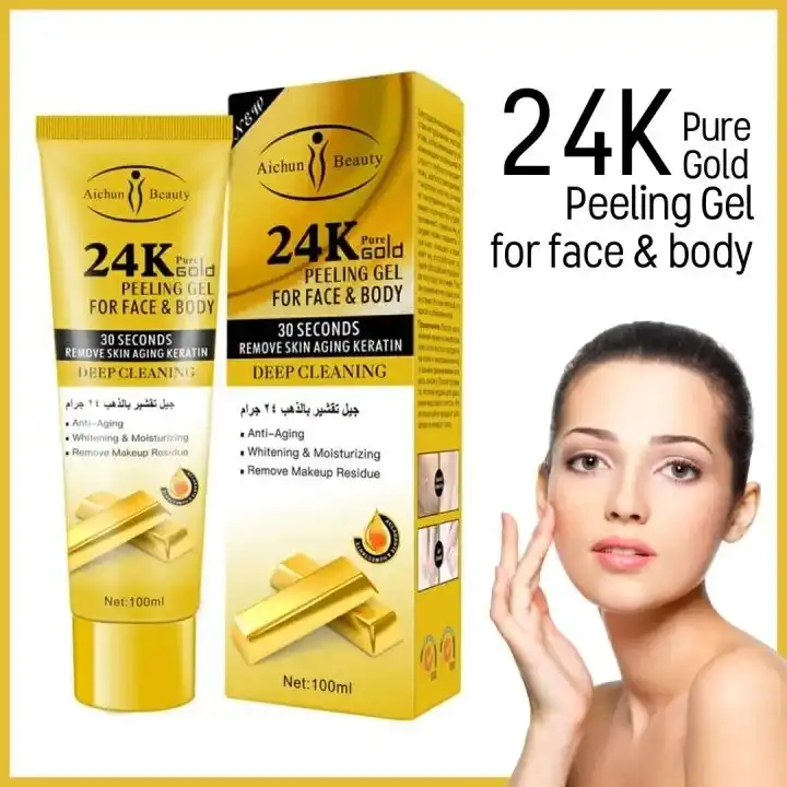 24k Pure Gold Peeling Gel for Face and Body Whitening and Moisturizing Anti-Wrinkle Soothing 100% Effective