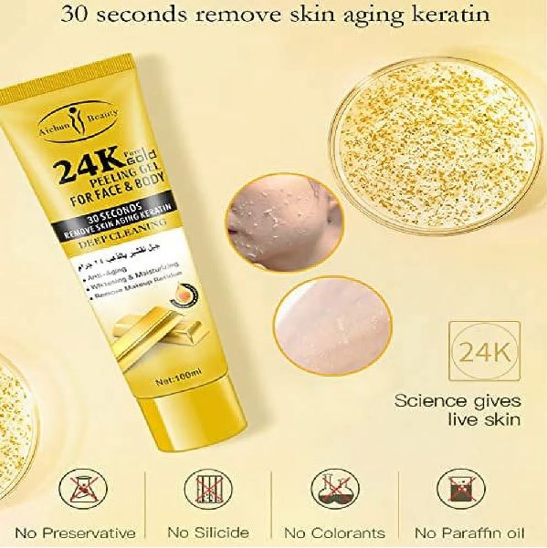 24k Pure Gold Peeling Gel for Face and Body Whitening and Moisturizing Anti-Wrinkle Soothing 100% Effective