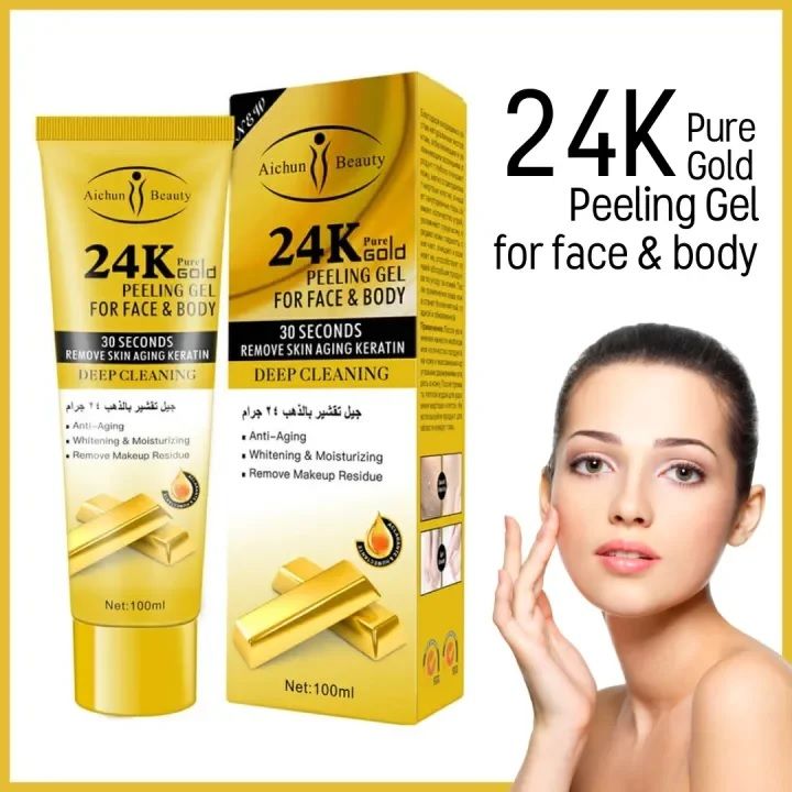 24k Pure Gold Peeling Gel for Face and Body Whitening and Moisturizing Anti-Wrinkle Soothing 100% Effective