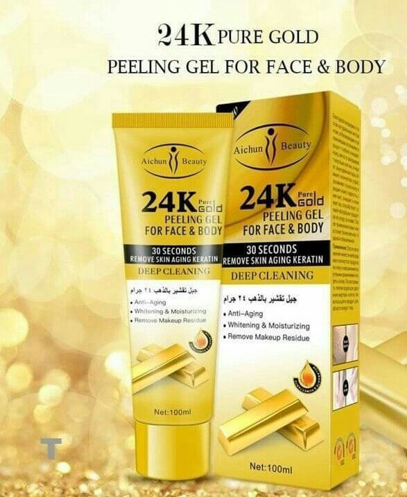 24k Pure Gold Peeling Gel for Face and Body Whitening and Moisturizing Anti-Wrinkle Soothing 100% Effective